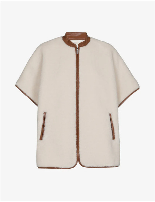 Coema - Cape en tissu teddy avec détails en faux cuir