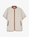 Coema - teddy cape met faux leather details