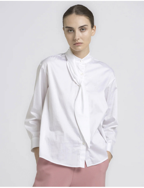 Honfleur - katoenen blouse met elegante sjaalkraag