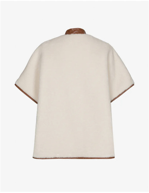 Coema - Cape en tissu teddy avec détails en faux cuir