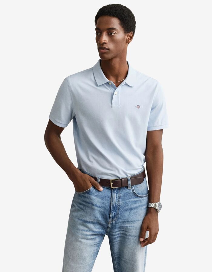 Classic piqué polo in katoen blauw