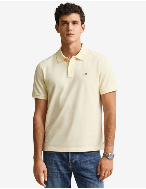 Classic piqué polo in katoen lichtgeel