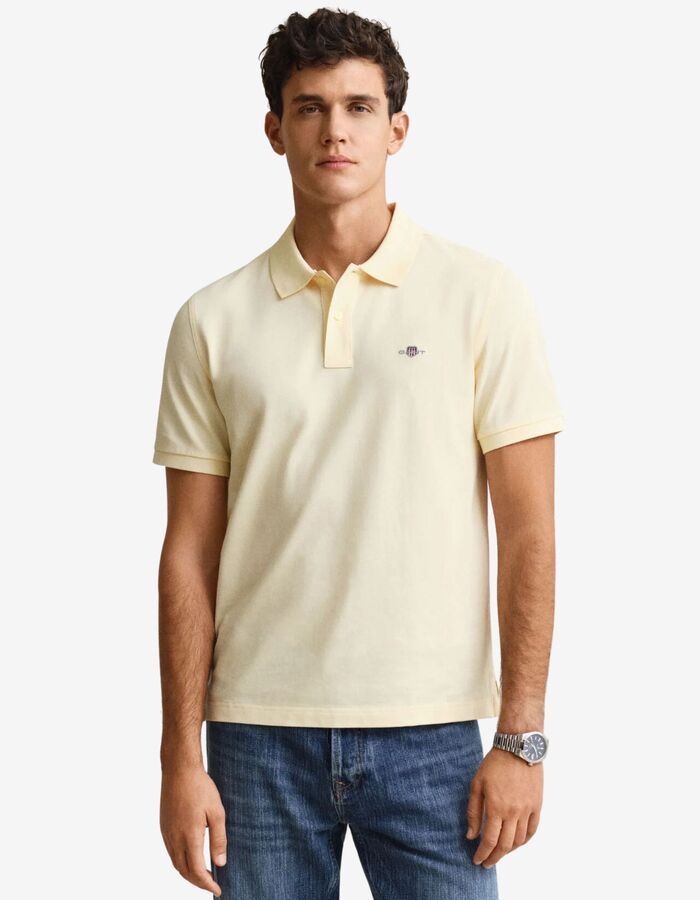 Classic piqué polo in katoen lichtgeel