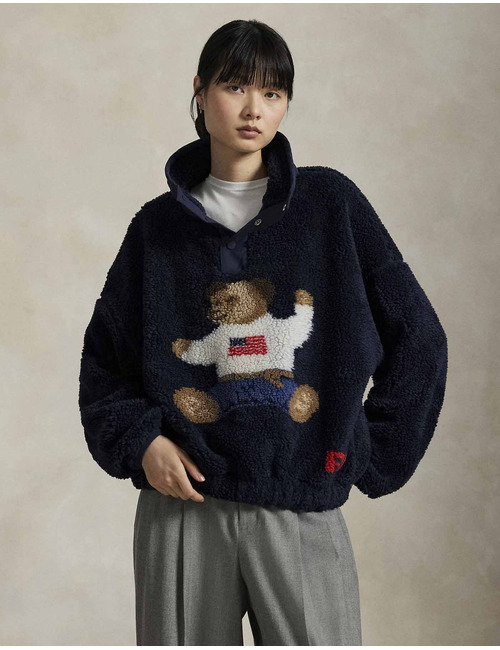 Polo bear fleece pullover met high pile structuur