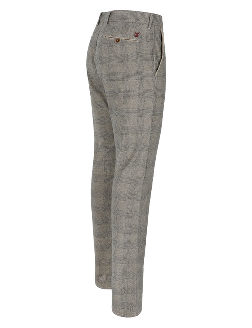 Pantalon stretch à carreaux beige