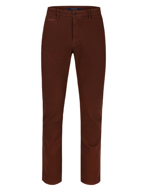 Pantalon slim fit en tissu texturé brun rouille