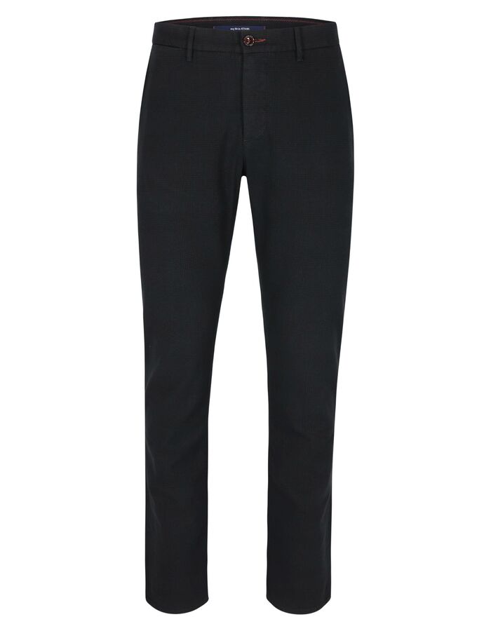 Pantalon stretch à carreaux noir