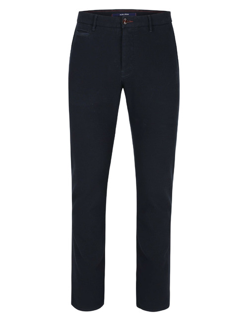 Elegance pantalon en tissu texturé bleu marine