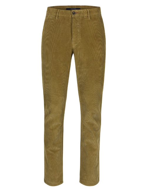 Pantalon slim fit en velours côtelé brun camel