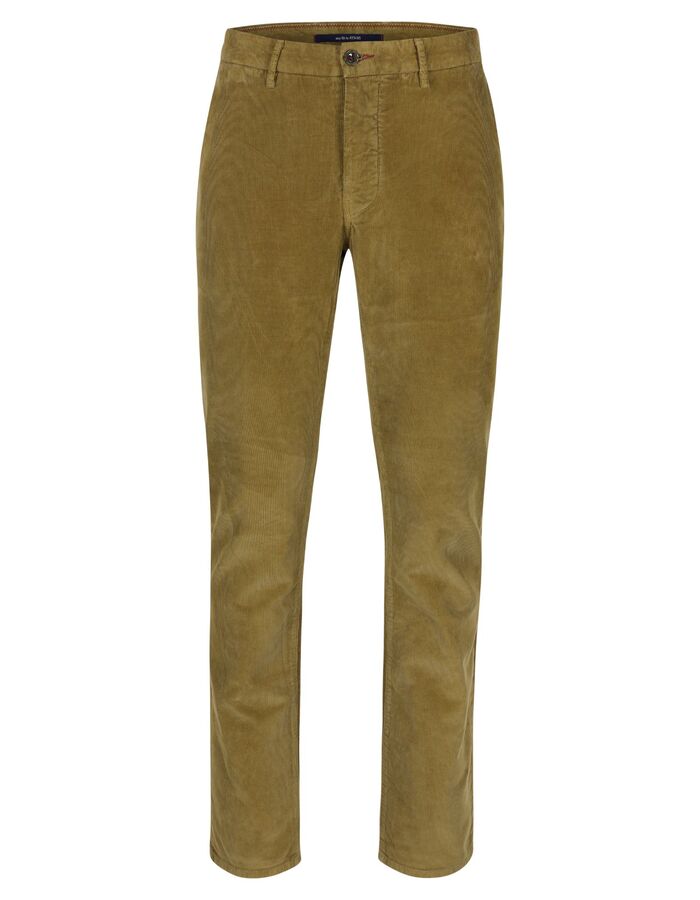 Pantalon slim fit en velours côtelé brun camel