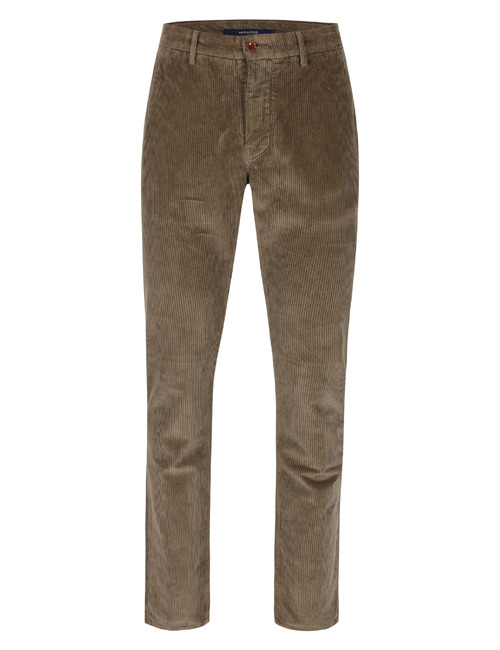 Pantalon slim fit en velours côtelé brun