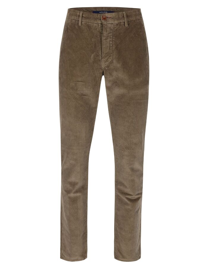 Pantalon slim fit en velours côtelé brun