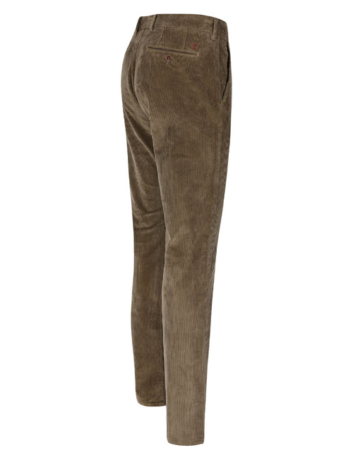 Pantalon slim fit en velours côtelé brun