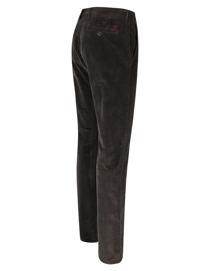Broek in donkerbruin ribfluwee