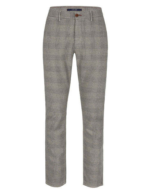 Pantalon stretch à carreaux beige