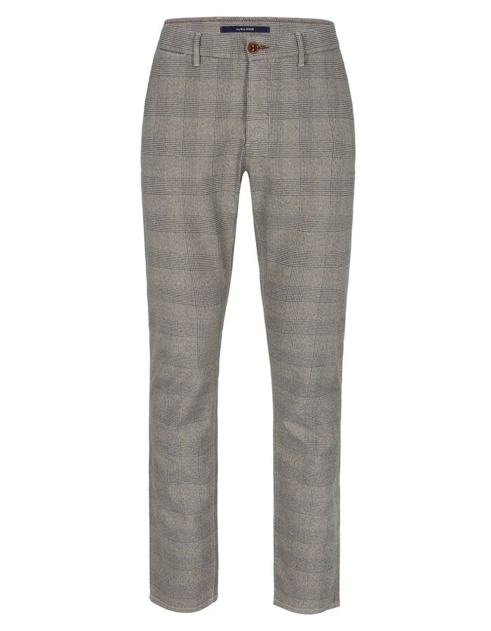 Pantalon stretch à carreaux beige