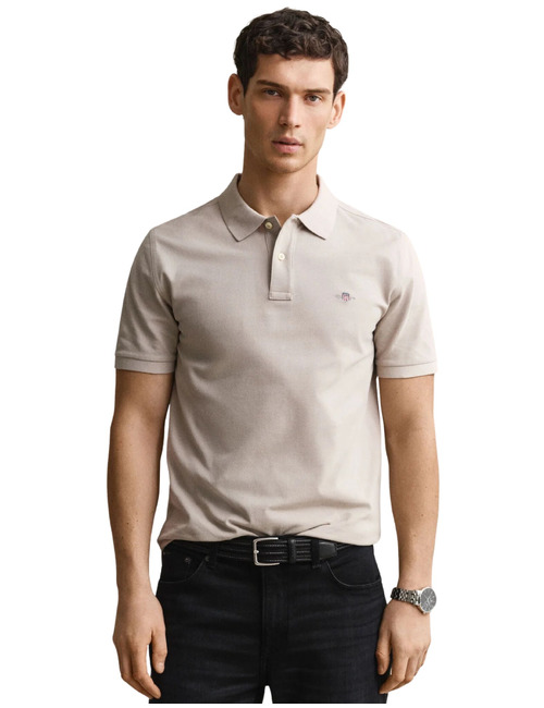 Classic piqué polo in katoen beige