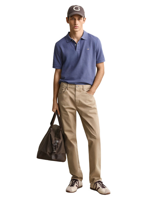 Classic piqué polo in katoen blauw