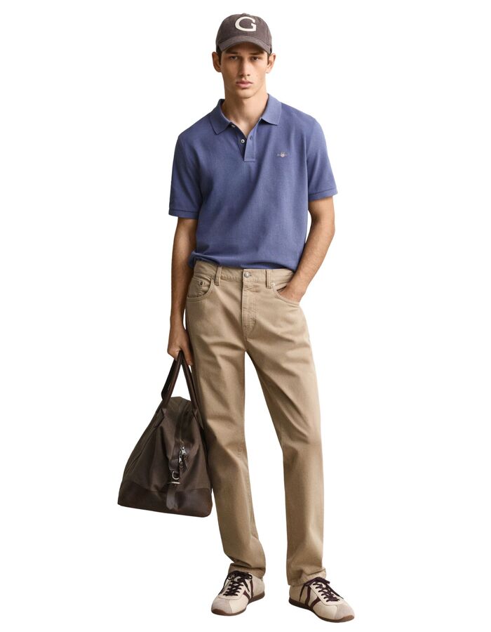 Classic piqué polo in katoen blauw