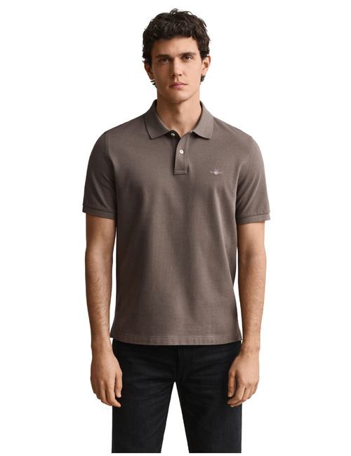 Classic piqué polo in katoen taupe