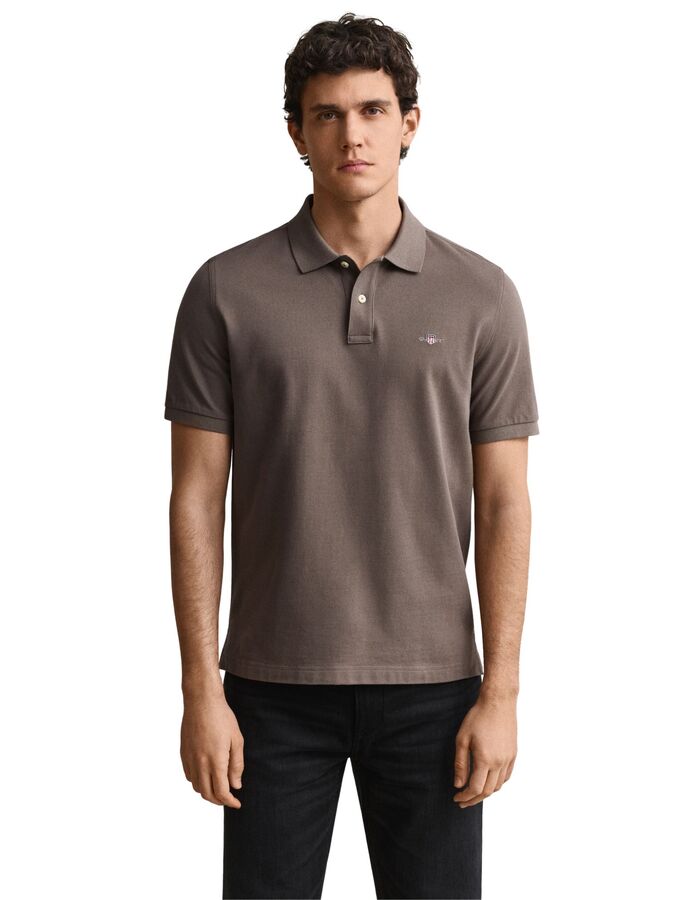 Classic piqué polo in katoen taupe