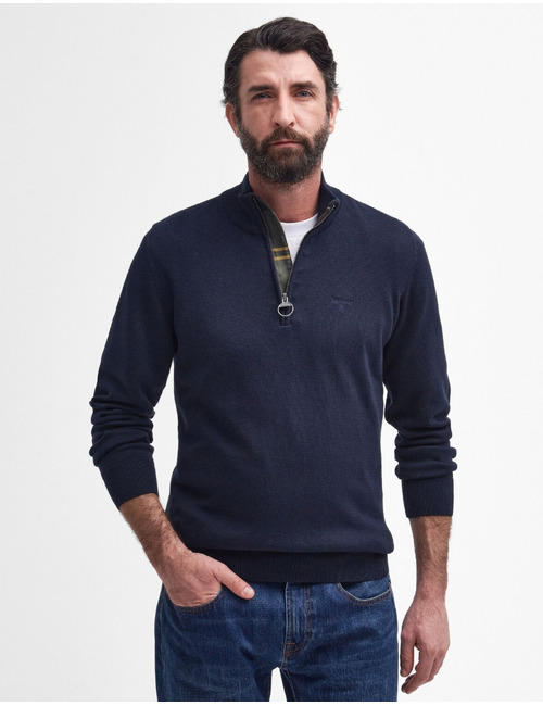 Half zip fijngebreide trui met opstaande kraag