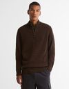 Half zip gebreide trui met tartan elleboogpatches