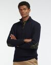 Half zip gebreide trui met tartan elleboogpatches