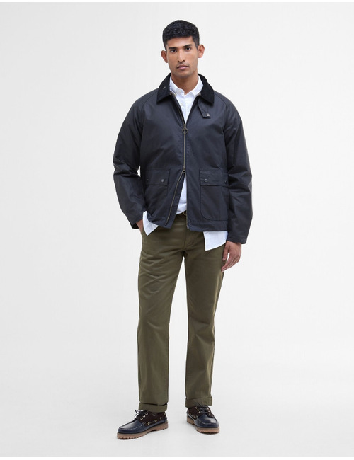 Gewaxte jas met corduroy kraag