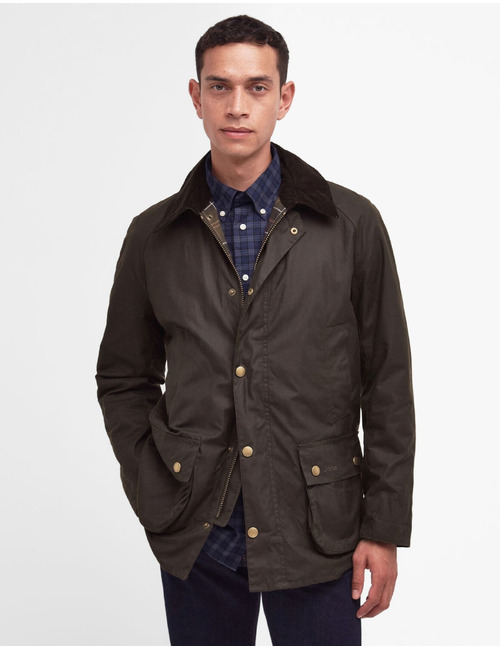 Veste cirée classique à col en velours côtelé