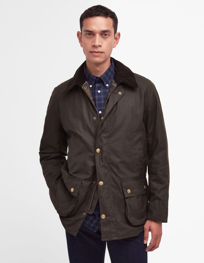 Veste cirée classique à col en velours côtelé