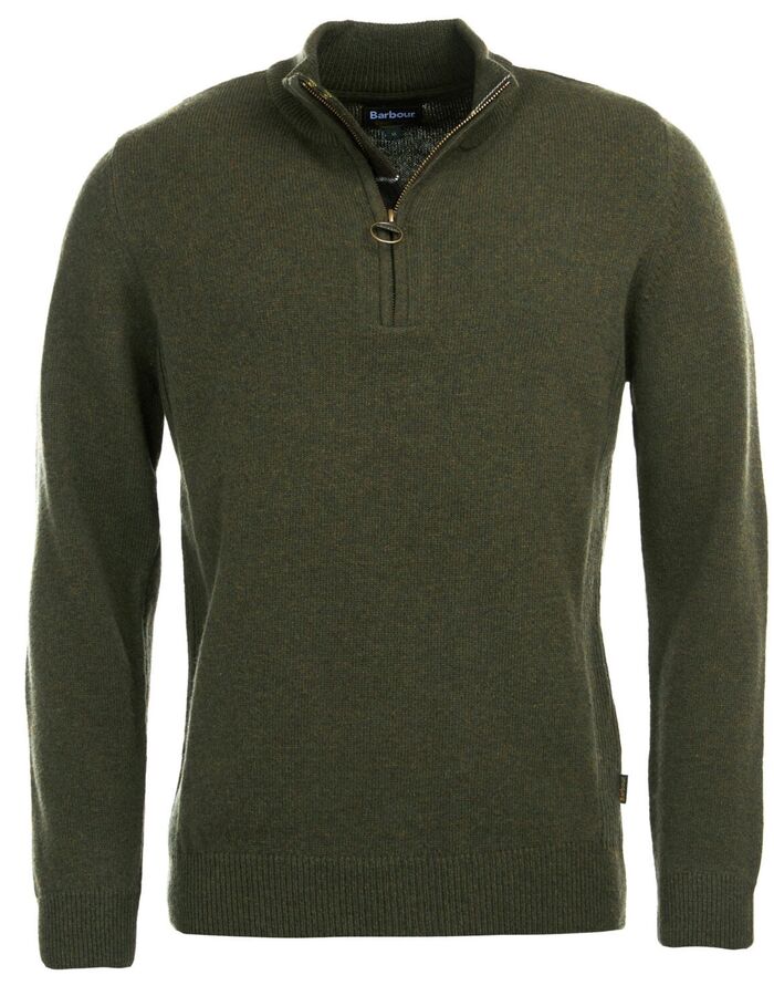 Pull en laine à demi zip avec renforts aux coudes