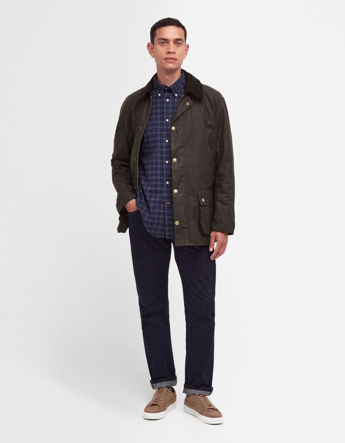 Veste cirée classique à col en velours côtelé