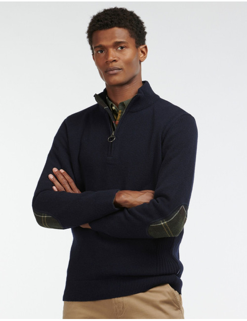 Half zip wollen trui met elleboogpatches