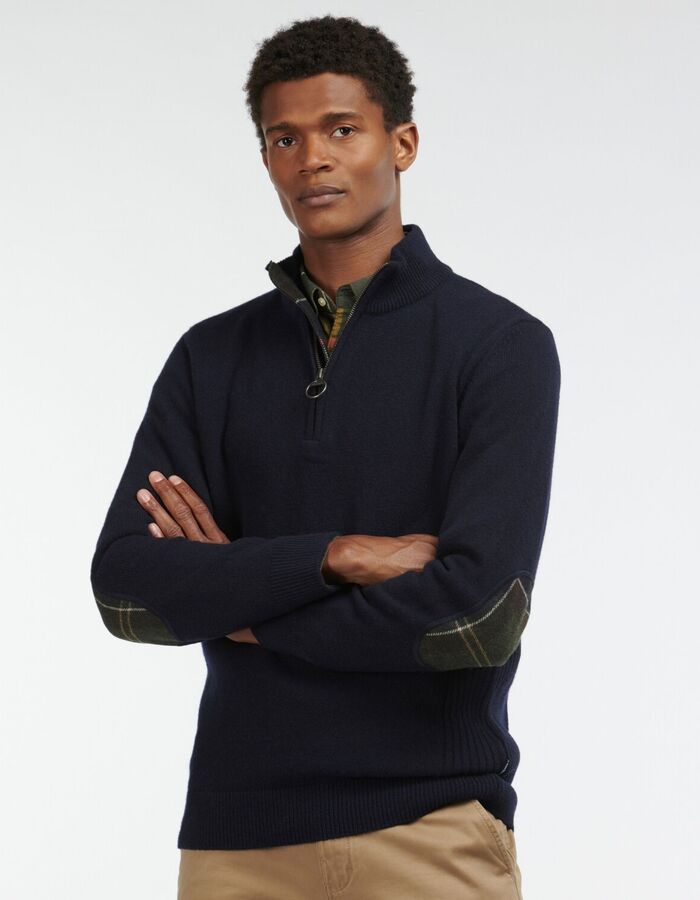 Half zip wollen trui met elleboogpatches