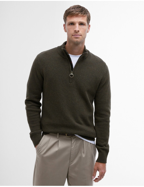 Half zip wollen trui met elleboogpatches