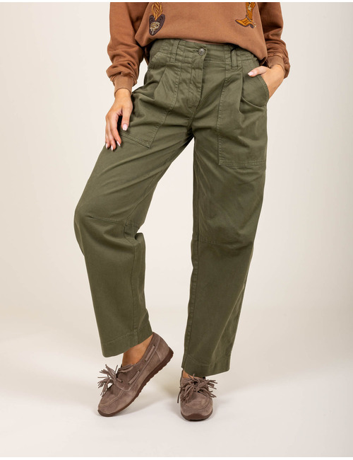 October - sportieve broek in kaki met comfortabele pasvorm