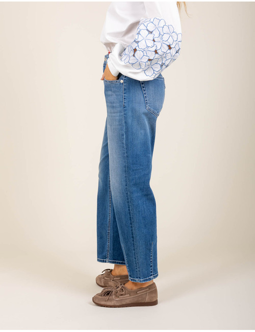 Elin - Jean coupe barrel en denim bleu