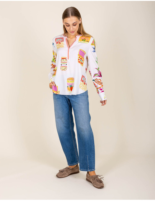 Blouse met mediterrane print