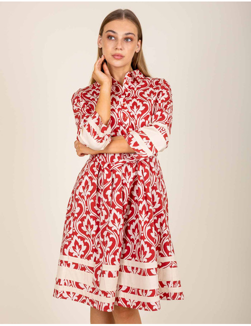 Robe midi à imprimé élégant rouge