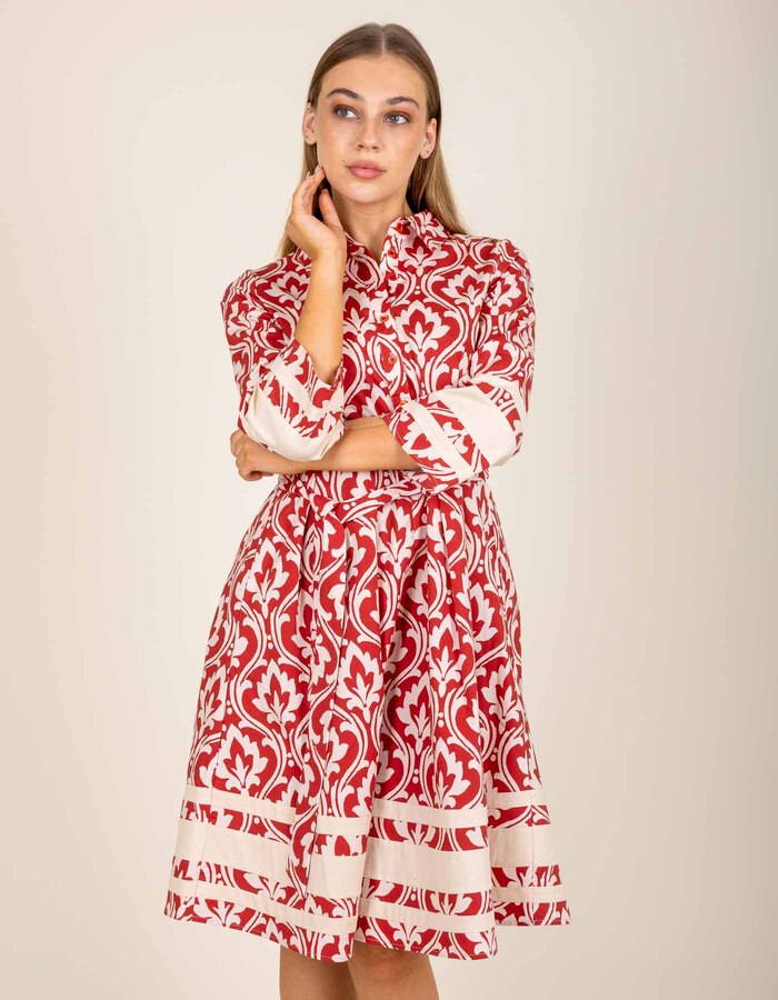 Robe midi à imprimé élégant rouge