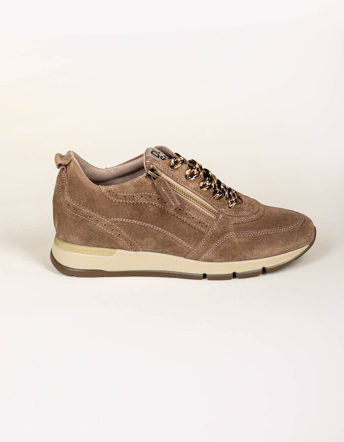 Sneakers in taupe suède met ritssluiting