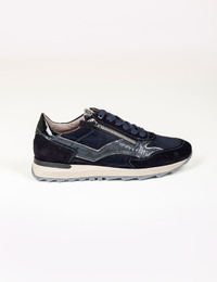 Sneakers in blauw met ritssluiting en verfijnde structuurdetails