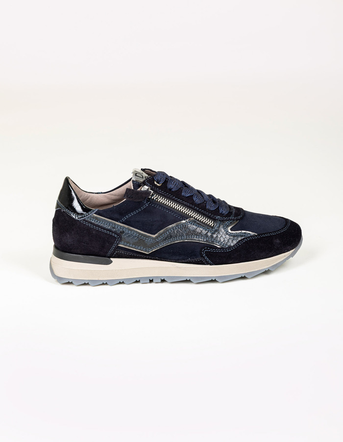 Sneakers in blauw met ritssluiting en verfijnde structuurdetails
