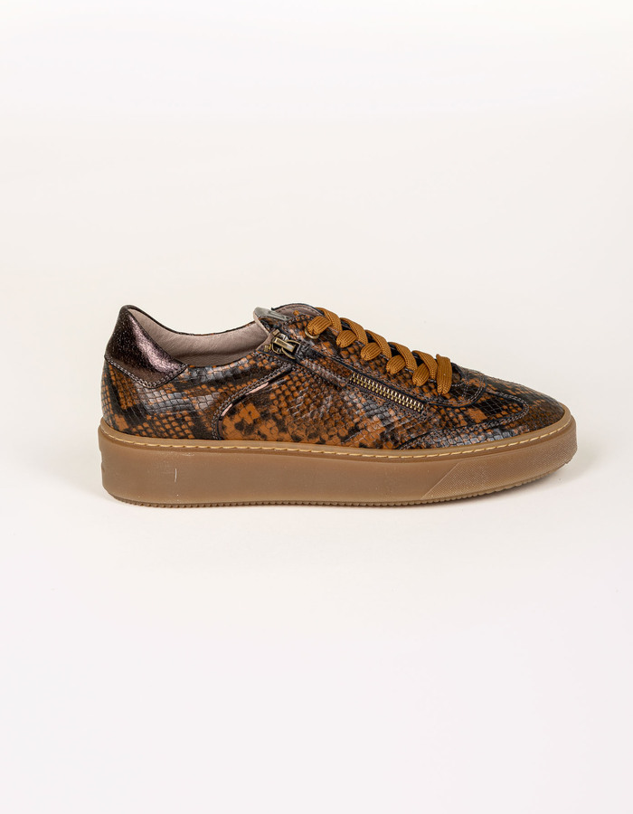 Sneakers brunes avec fermeture éclair et allure sportive