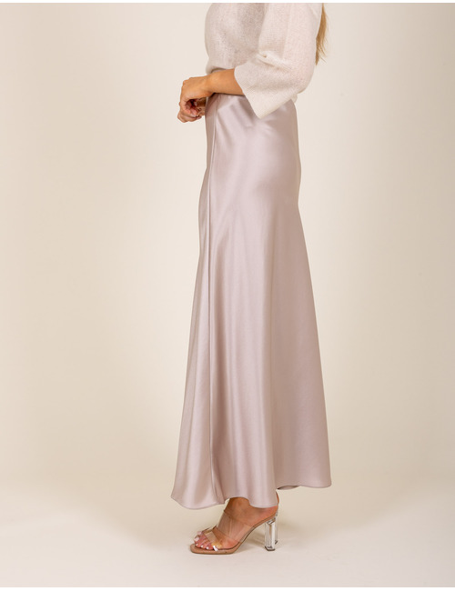 Jupe longue satinée taupe beige