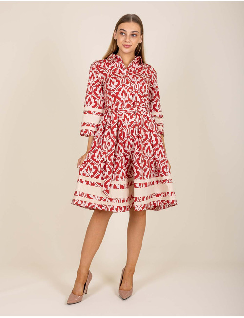 Robe midi à imprimé élégant rouge
