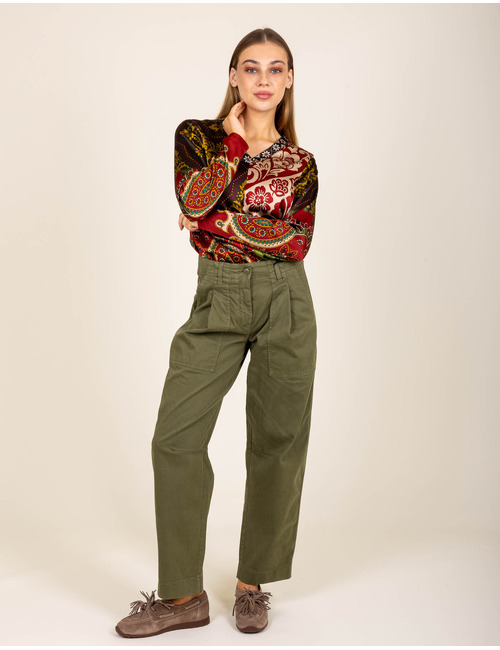 Blouse à imprimé patchwork multicolore