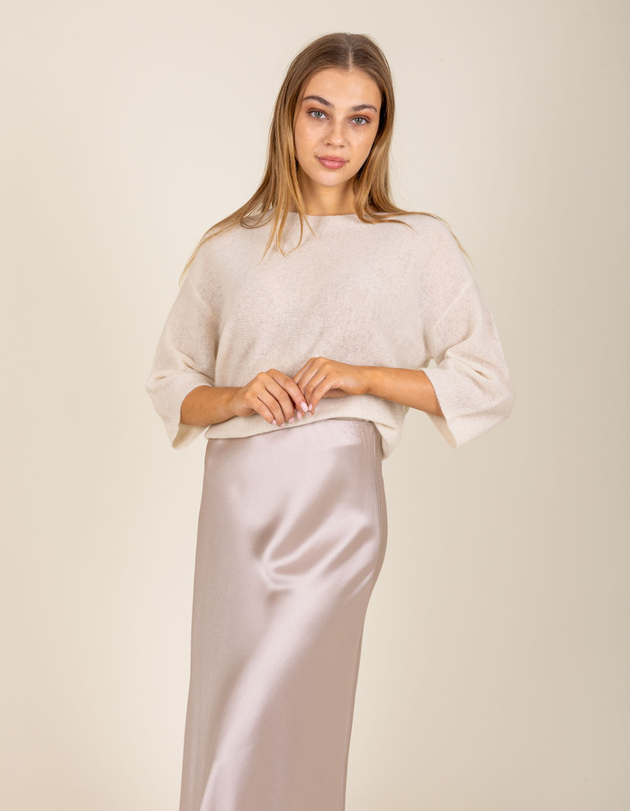 Pull à manches trois quarts écru
