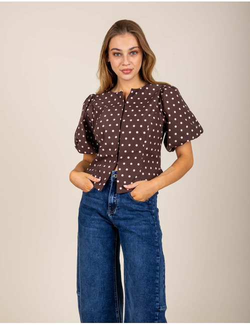 Anela - Dot Blouse met elegante stippenprint